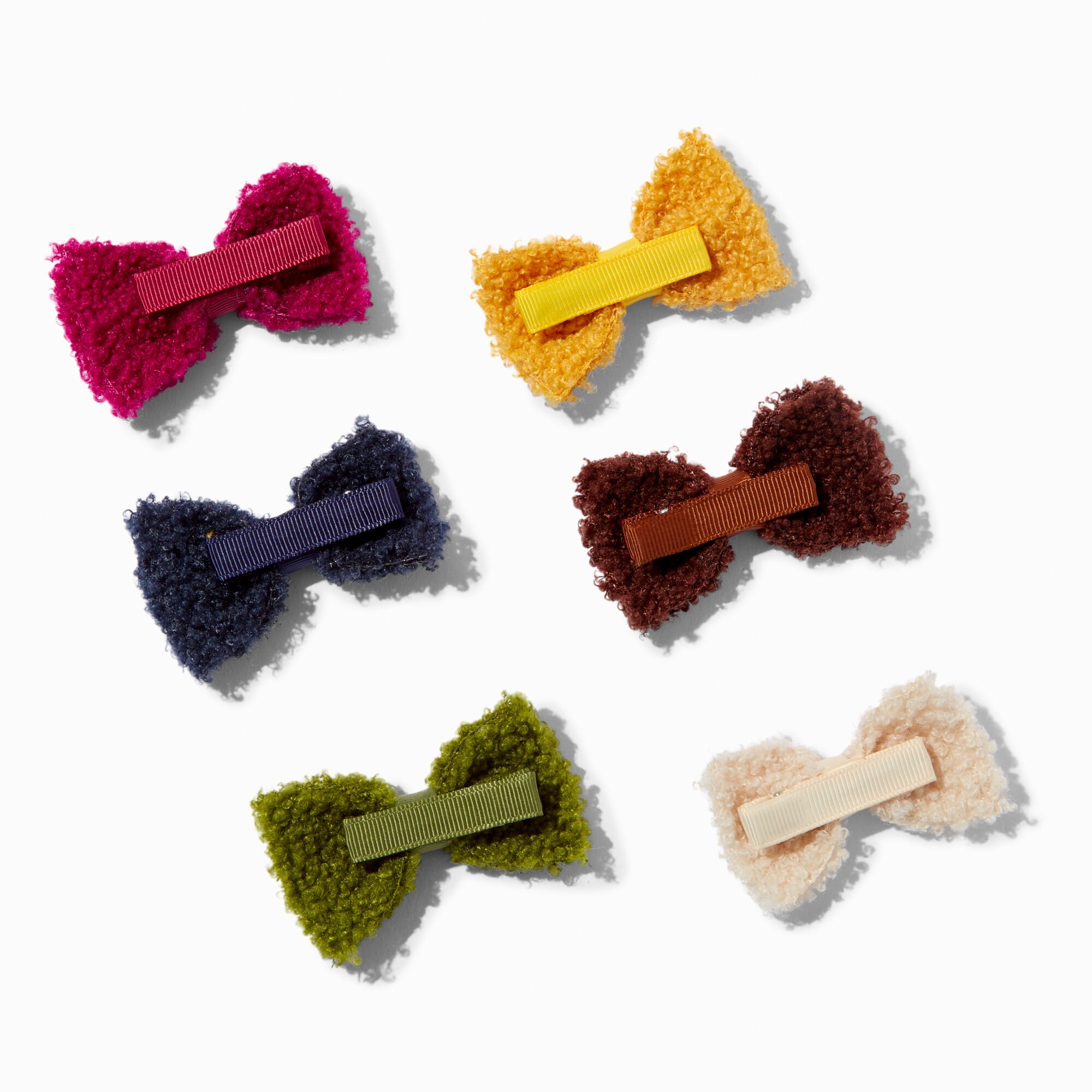 Claire's Club Fall Sherpa Bow Hair Ties - 10 Pack,