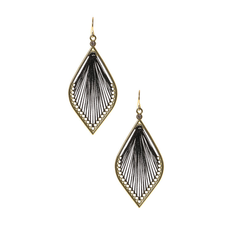 Black &amp; Gold-tone Dreamcatcher Drop Earrings,