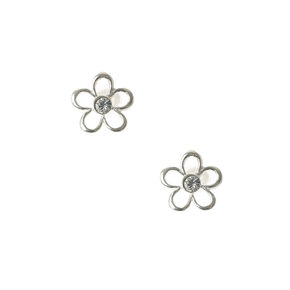 Sterling Silver Open Flower Stud Earrings,