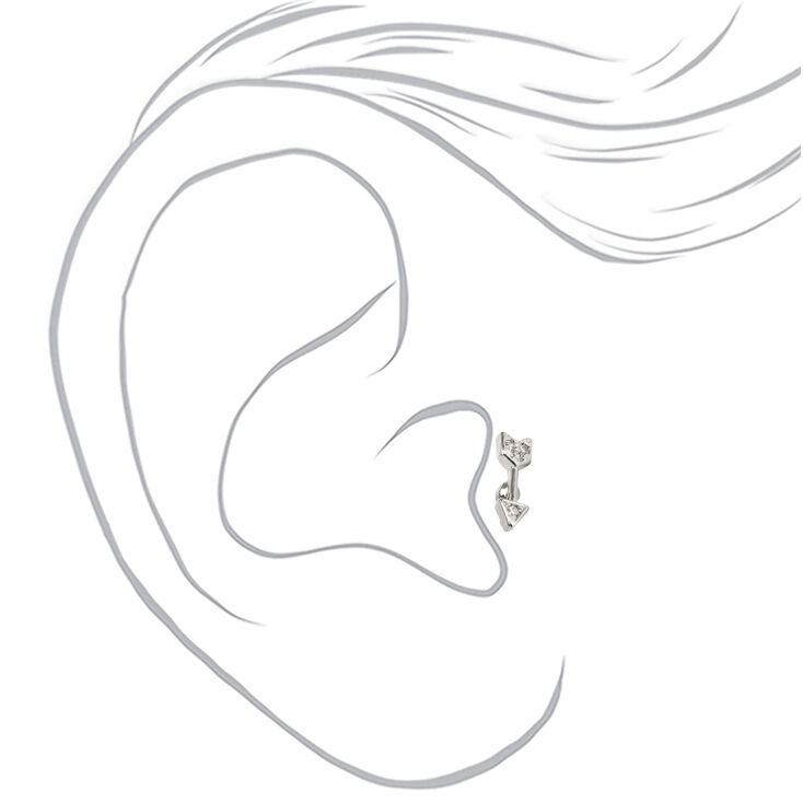 Silver 16G Cubic Zirconia Arrow Tragus Stud Earring,