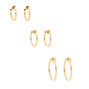 Gold Graduated Spring Clip Hoop Earrings - 3 Pack,