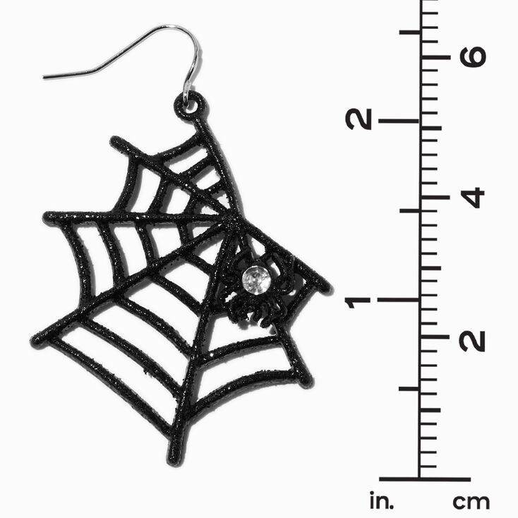 Rhinestone Spider Web 2&quot; Drop Earrings,