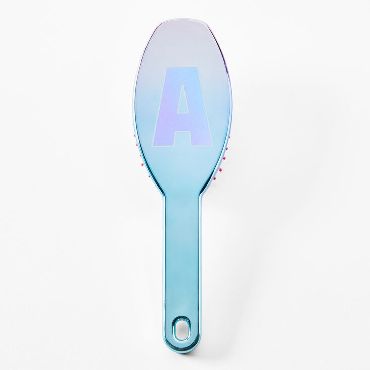 Initial Paddle Hair Brush - Blue, A,