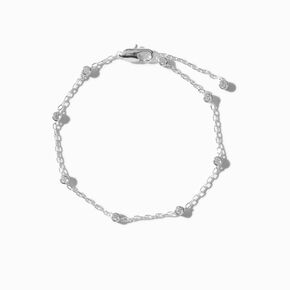C LUXE by Claire&#39;s Sterling Silver Plated Cubic Zirconia Confetti Chain Bracelet,