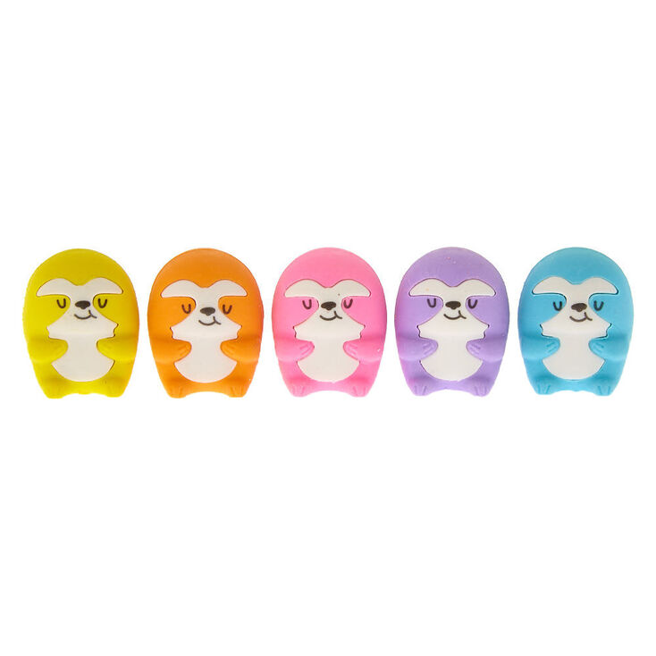 Rainbow Sloth Erasers - 5 Pack,