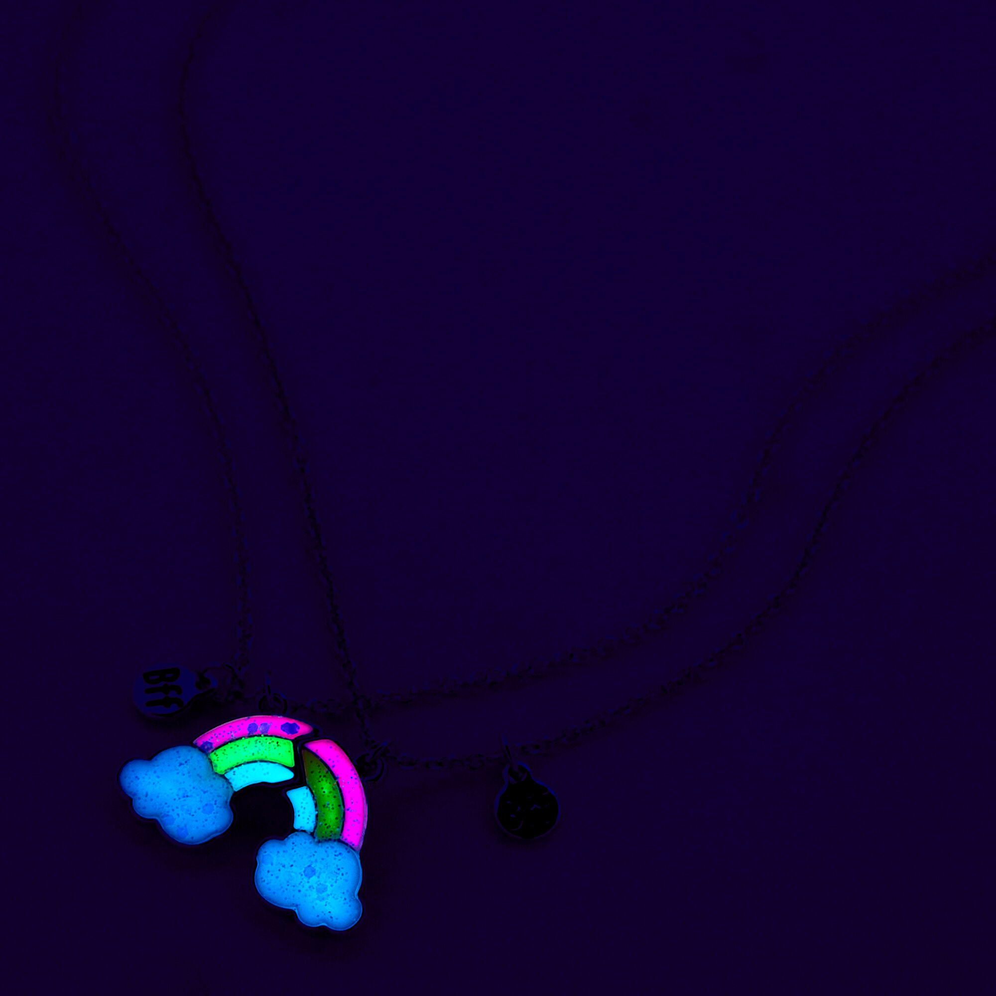 Best Friends Glow in the Dark Split Rainbow Pendant Necklaces - 2 Pack,
