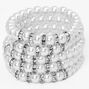 Pearl and Silver Beaded Stretch Bracelets - 5 Pack,