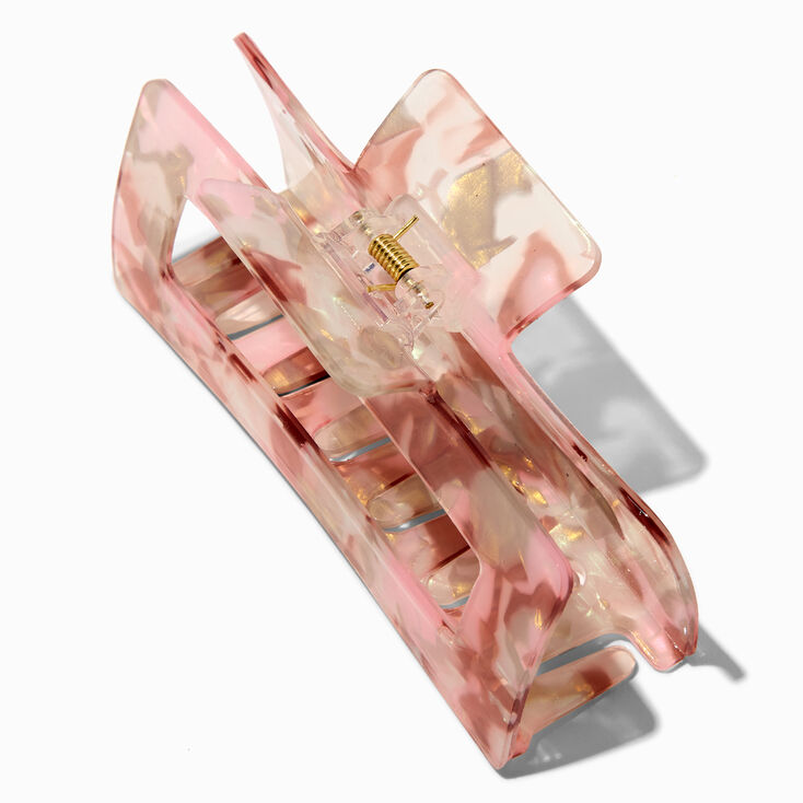 Coral Tortoiseshell Rectangular Hair Claw,