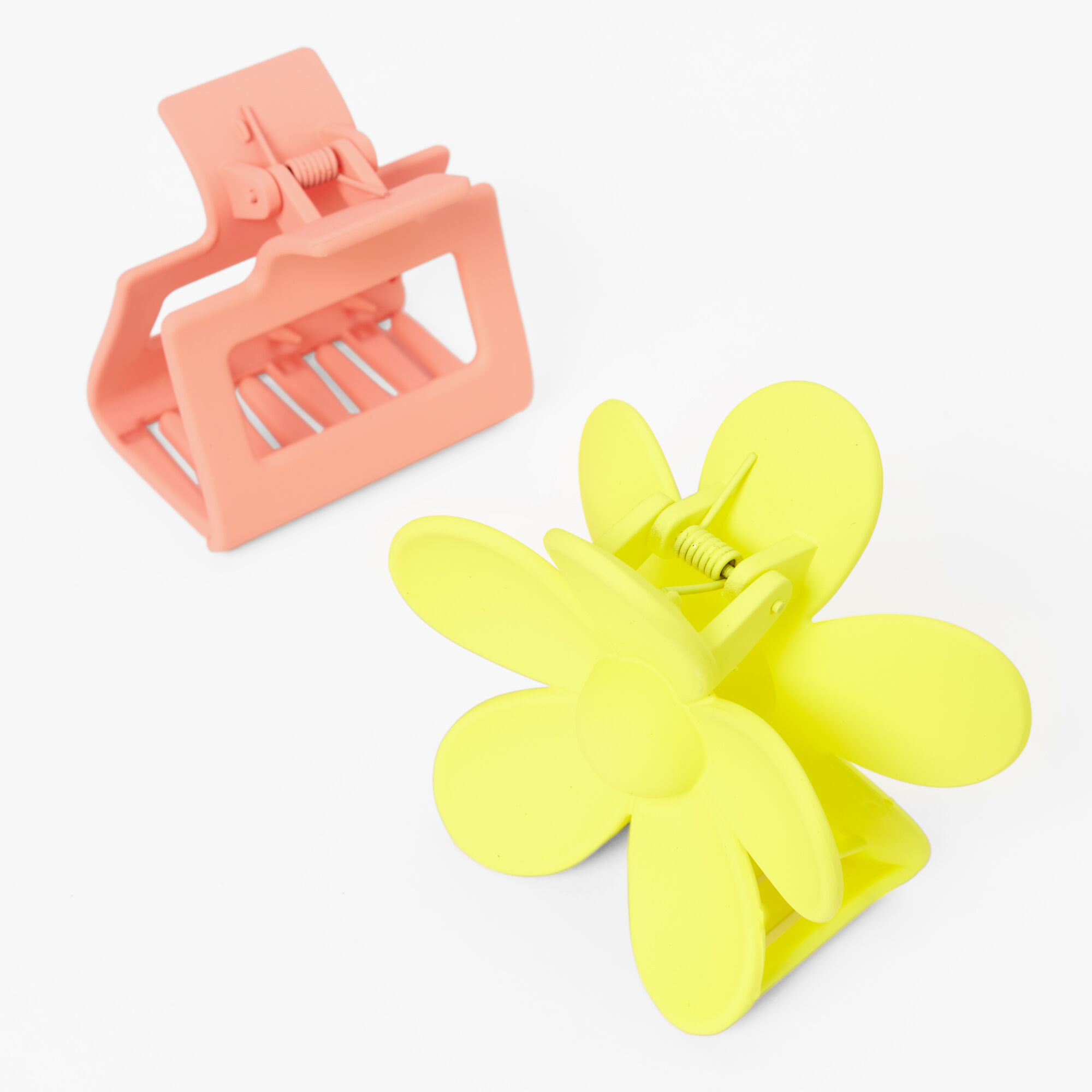 Coral Rectangle & Yellow Daisy Hair Claws - 2 Pack,
