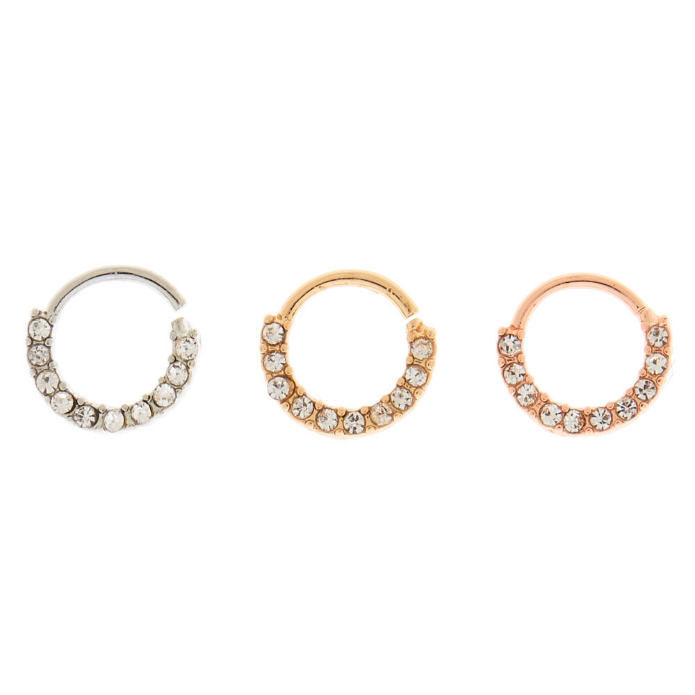 Mixed Metal 20G Mini Cartilage Hoop Earrings 3 Pack Claire s