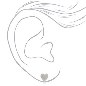Silver Glitter Heart Clip On Earrings,