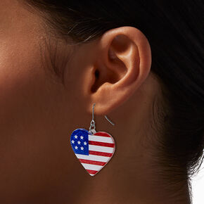 American Flag Heart Drop Earrings,