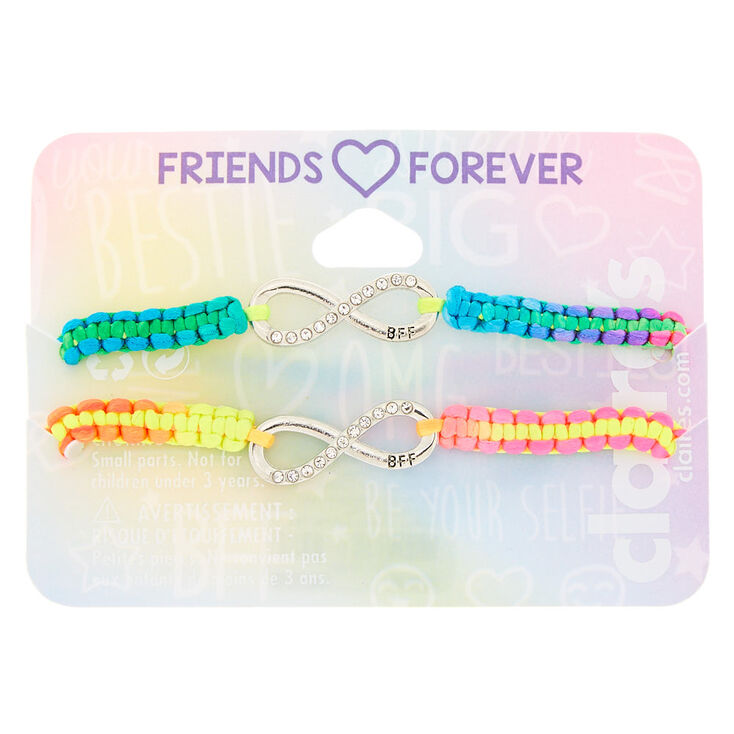 Neon Rainbow Infinity Adustable Friendship Bracelets - 2 Pack,