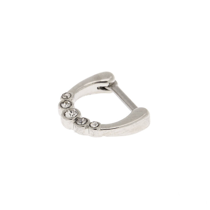 Silver 16G  Graduated Crystal Septum Nose Ring,
