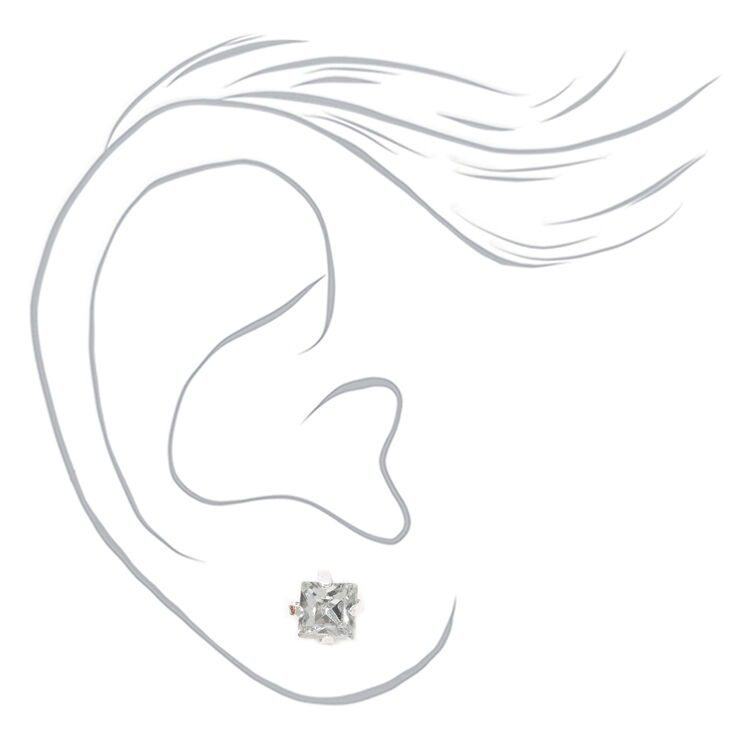 Silver Graduated Crystal Ball Magnetic Stud Earrings - 9 Pack,