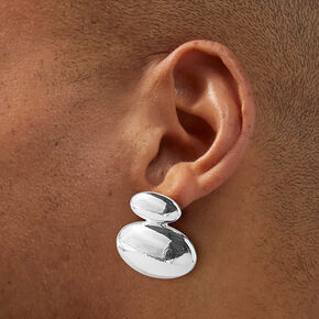 Silver-tone Melty Bubbles 1&quot; Drop Earrings,