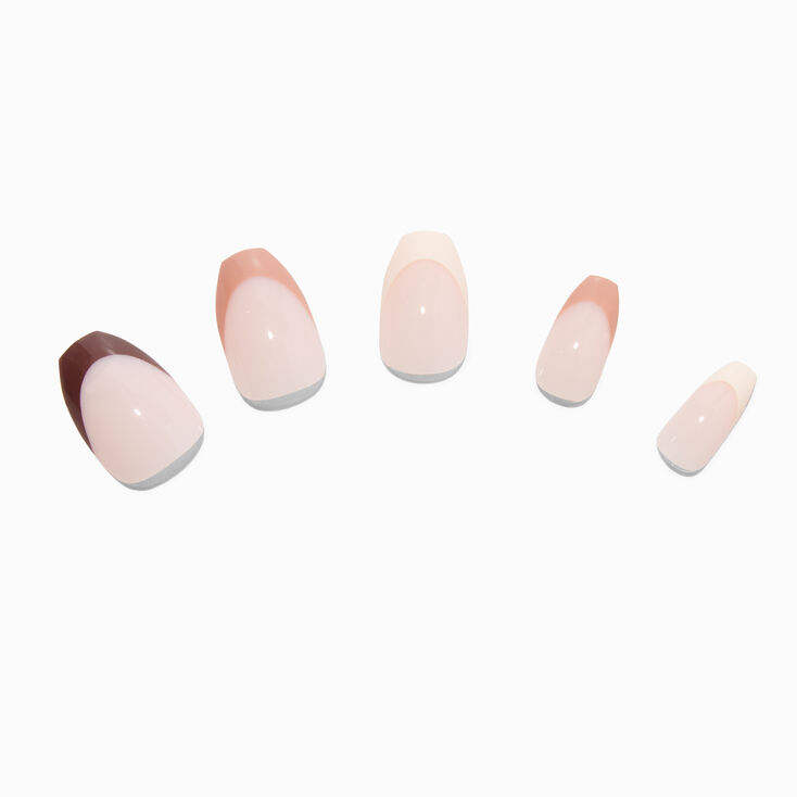 Monochromatic Nude French Tip Coffin Vegan Faux Nail Set &#40;24 Pack&#41;,