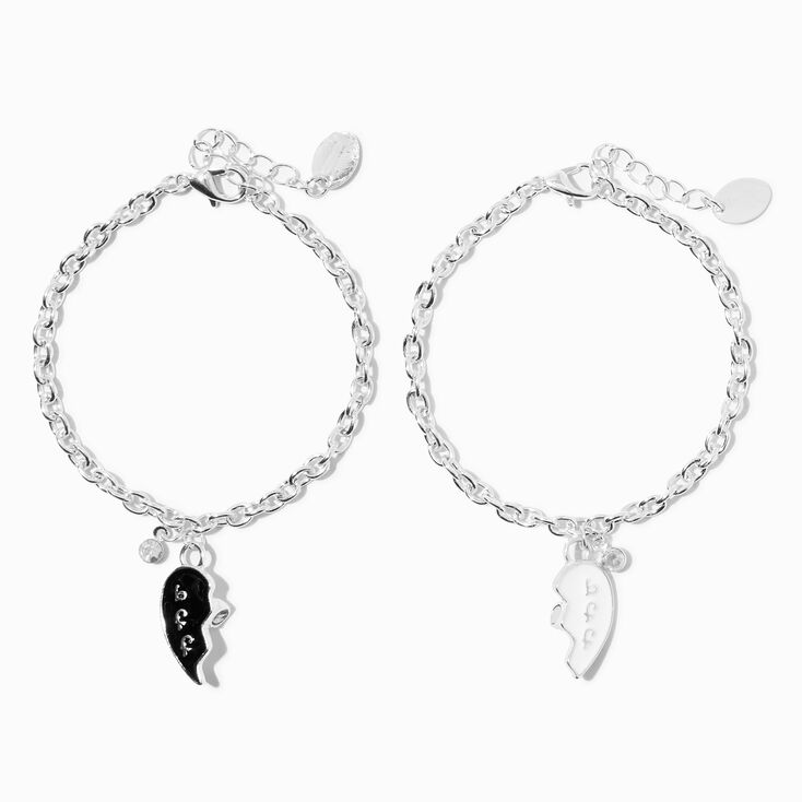 Best Friends Magnetic Split BFF Heart Charm Bracelets - 2 Pack