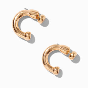 Gold-tone Curve Front &amp; Back Stud Earrings,