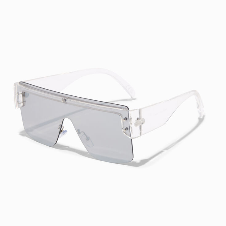 Gray Shield Clear Sunglasses