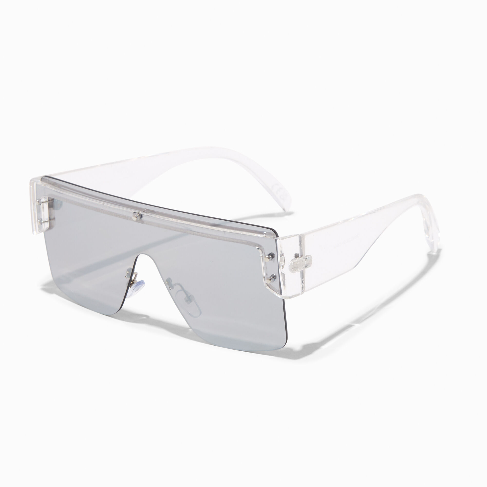 View Claires Shield Clear Sunglasses Gray information
