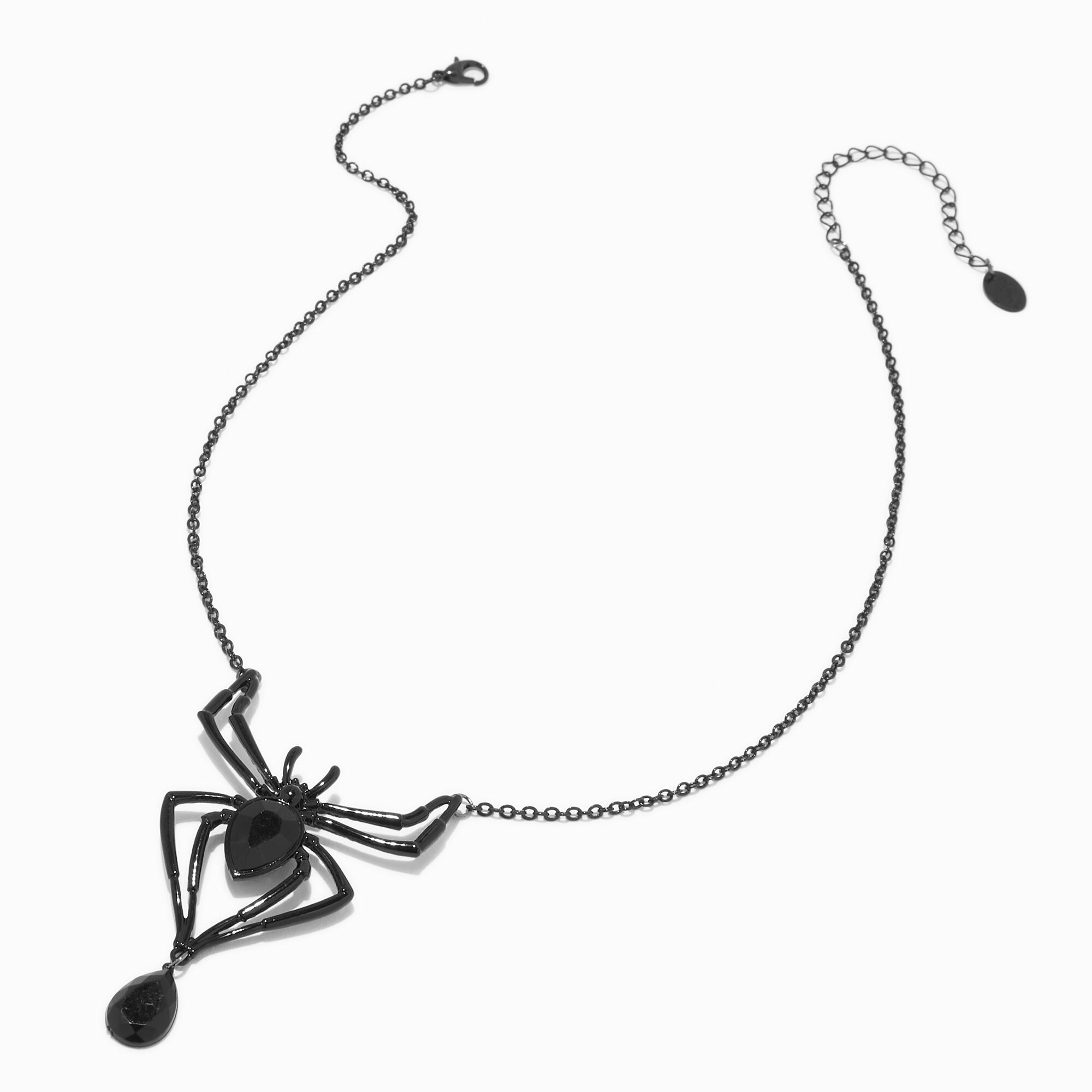 Collier de caractère araignée strass noir,