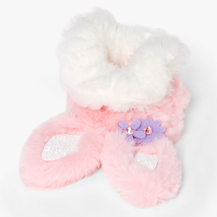 Claire&#39;s Club Pink &amp; White Medium Bunny Ear Hair Scrunchies,