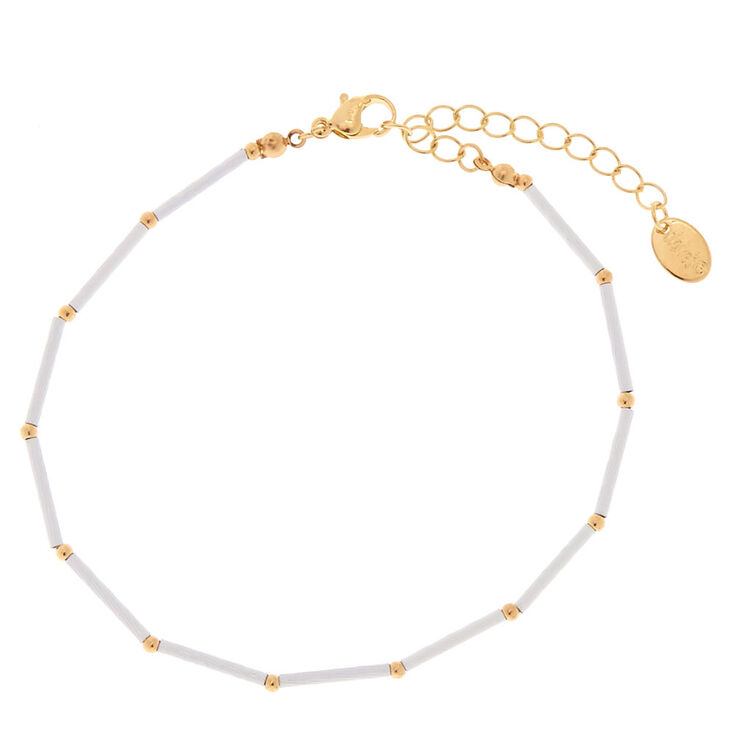 White Banana Bead Anklet,