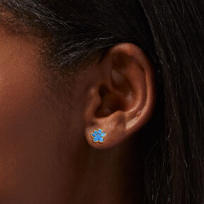 18K Gold Plated Blue Tie Dyed Paw Stud Earrings,