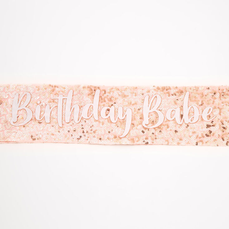 Rose Gold Sequin Birthday Babe Sash,