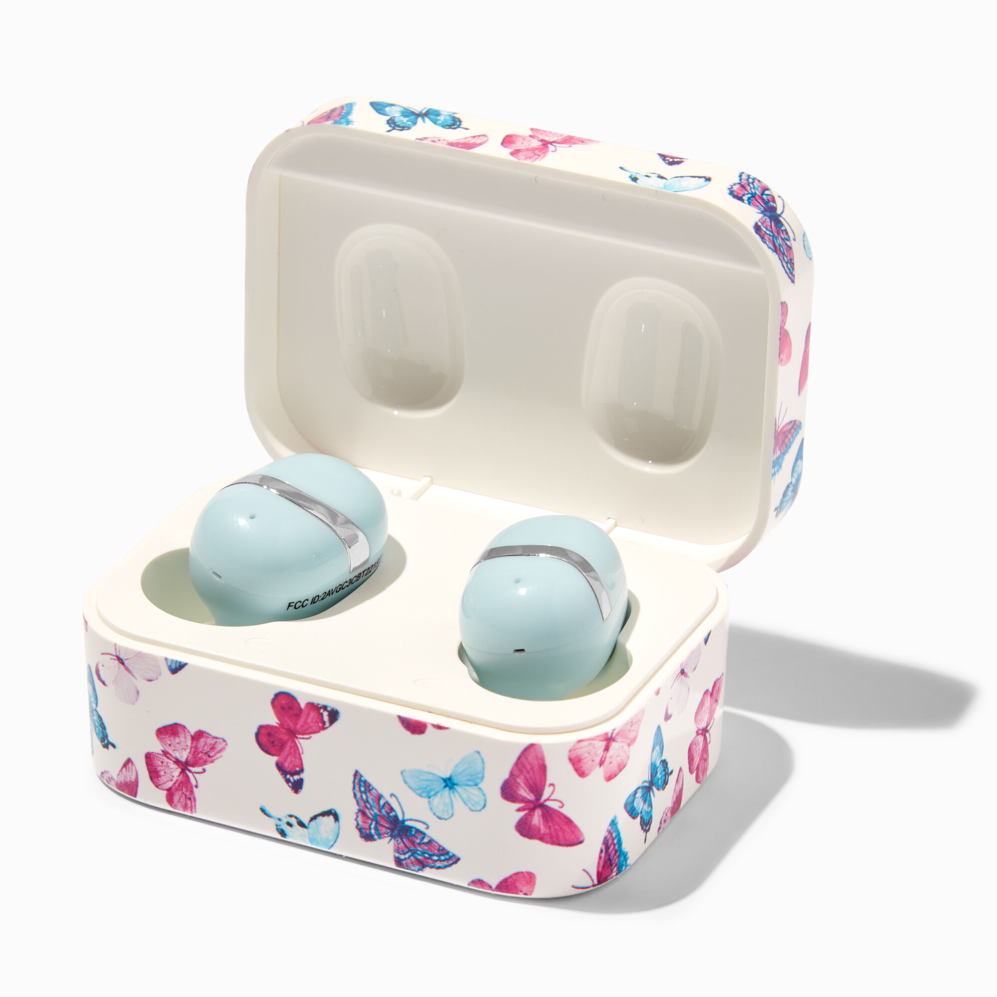 View Claires Wireless Earbuds In Case Butterfly Rainbow information
