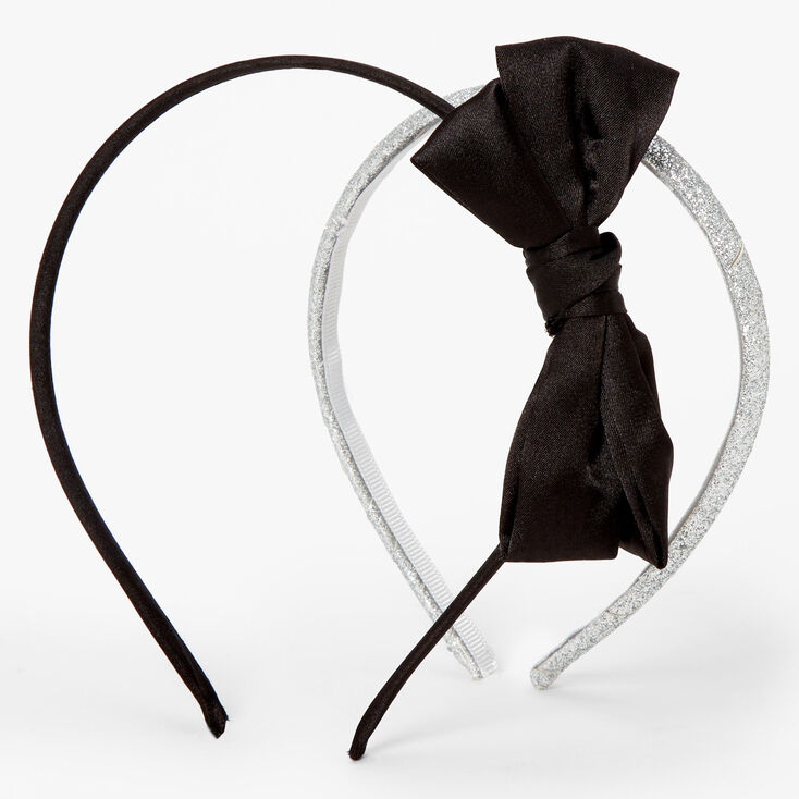 Silver Glitter &amp; Black Holiday Headbands - 2 Pack,