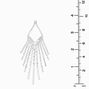 Silver Crystal Baguette Fringe 4&quot; Drop Earrings,