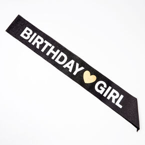 Glittery Birthday Girl Black Sash,
