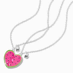 Best Friends Watermelon Split Heart Pendant Necklaces - 2 Pack,