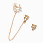 Gold-tone Double Triangle Connector Earrings,