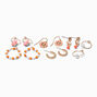Orange Retro Flower Mixed Hoop &amp; Drop Earrings - 6 Pack,