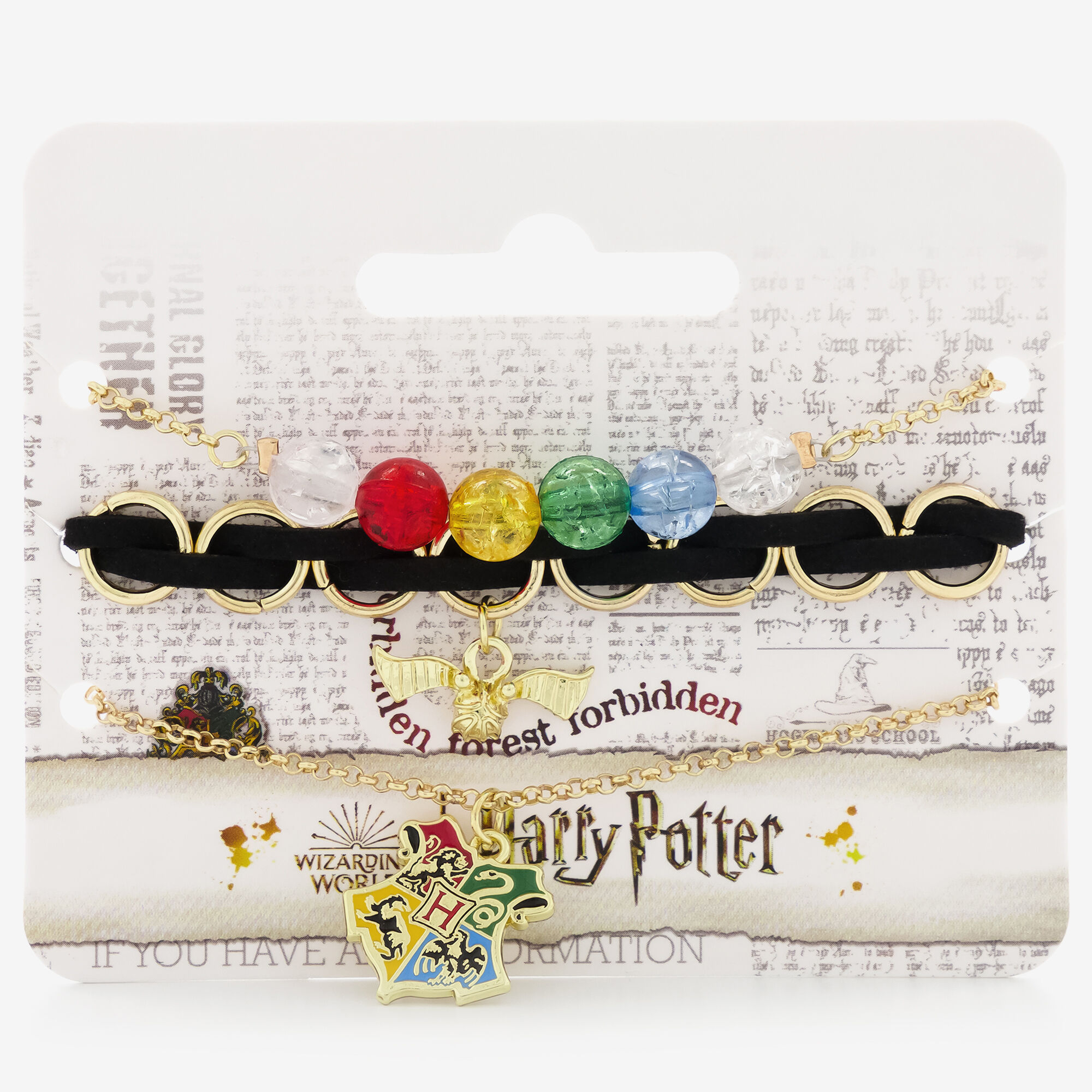 View Claires Harry Potter Four Houses Bracelet Set 3 Pack Gold information