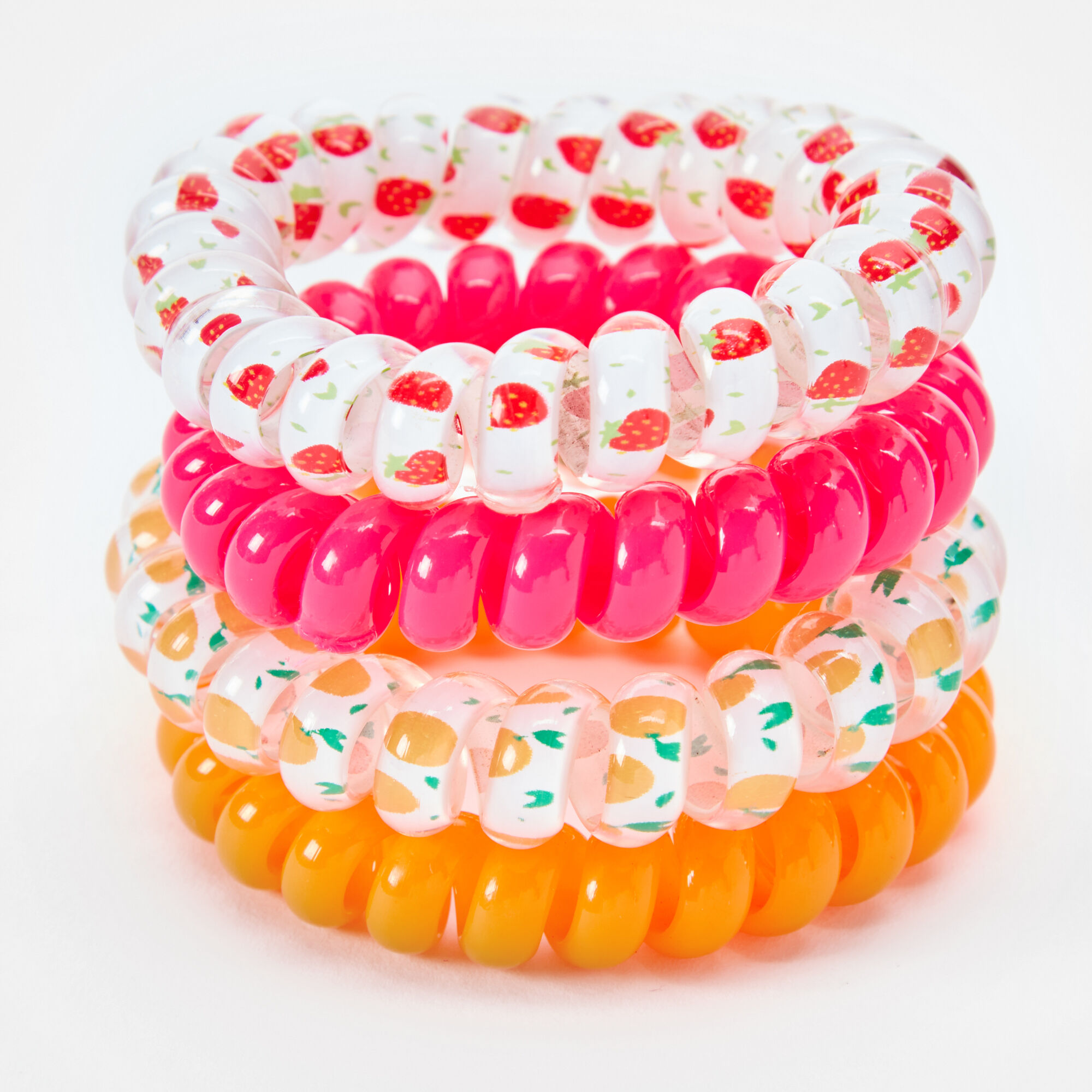 Neon Fruit Spiral Hair Bobbles - 4 Pack