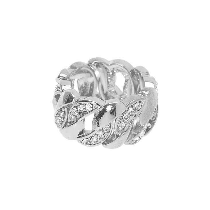Claire's Bague élastique chaîne couleur argentée