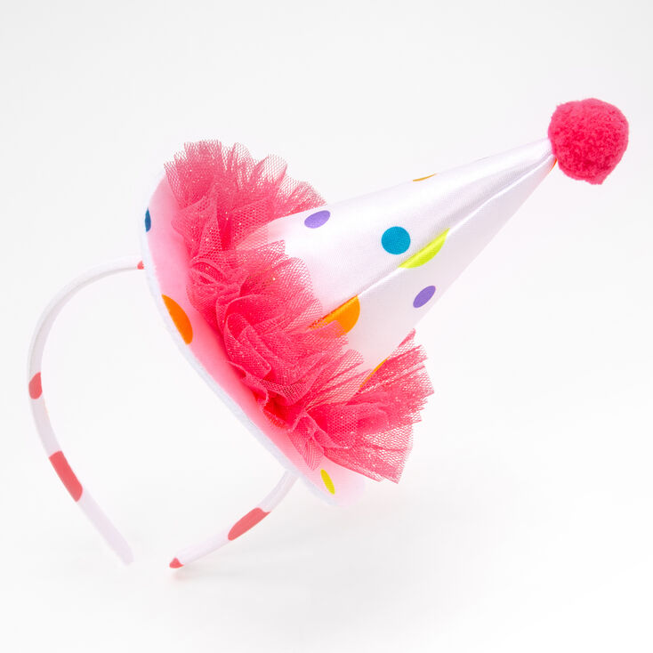Rainbow Polka Dot Clown Hat Headband,