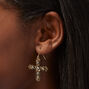 Gold-tone Ornate Cross 1.5&quot; Drop Earrings ,