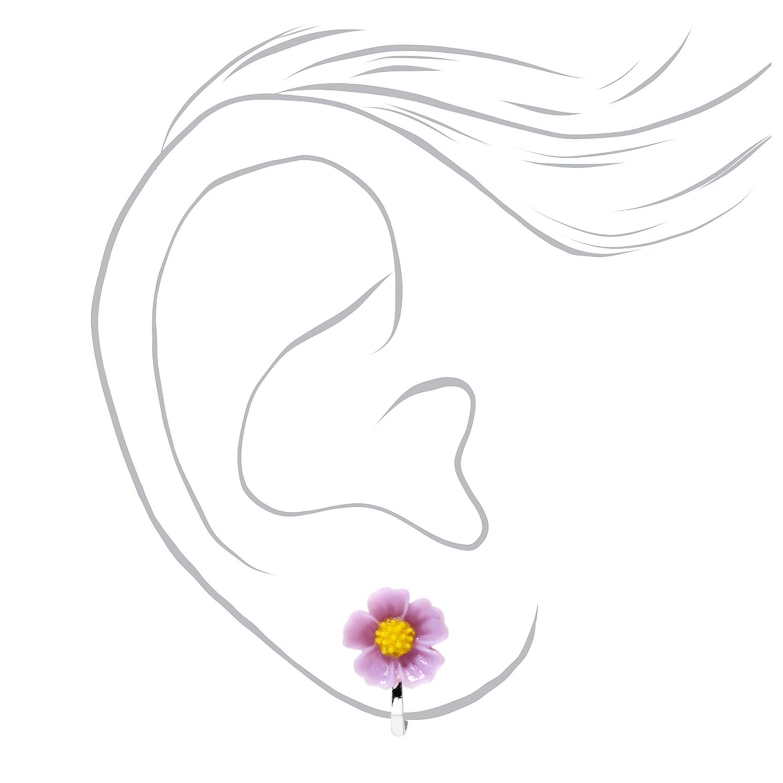 Carved Flower Clip-On Earrings - 3 Pack,