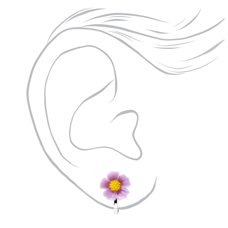Carved Flower Clip-On Earrings - 3 Pack,