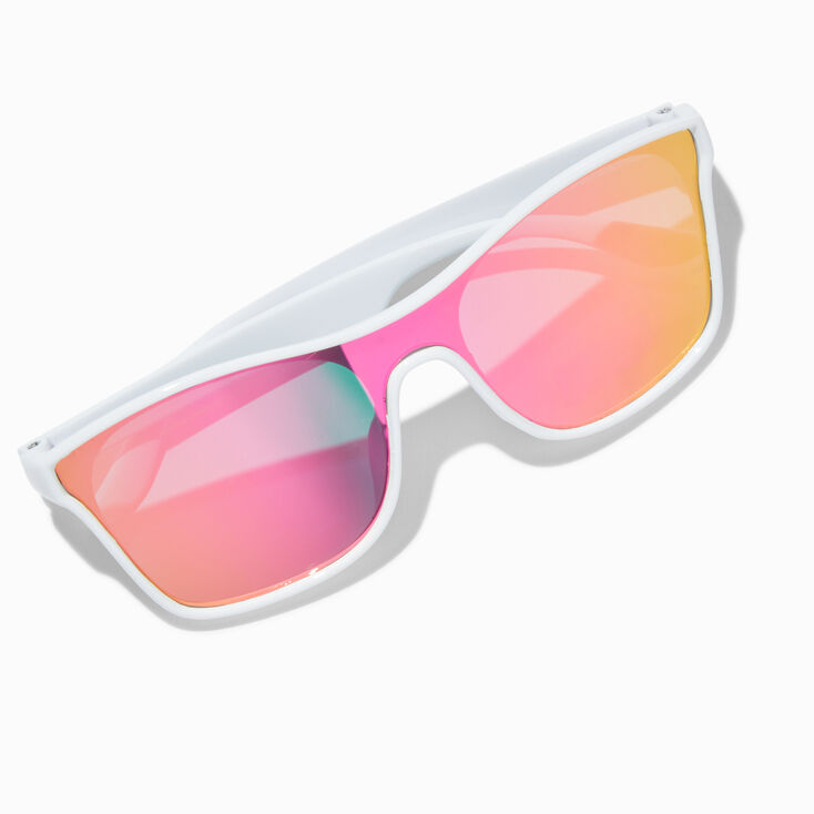 Claire's Club White Shield Sunglasses