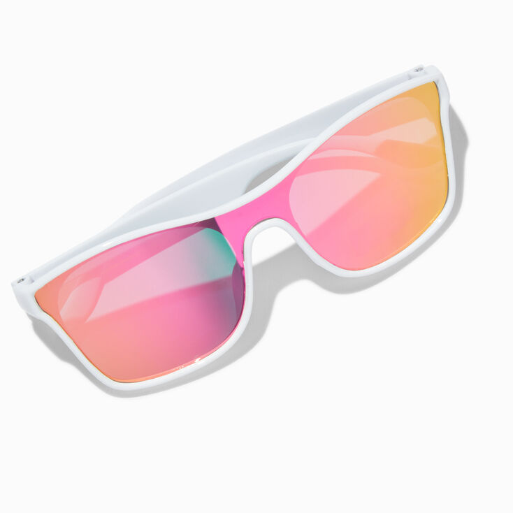 Claire&#39;s Club White Shield Sunglasses,