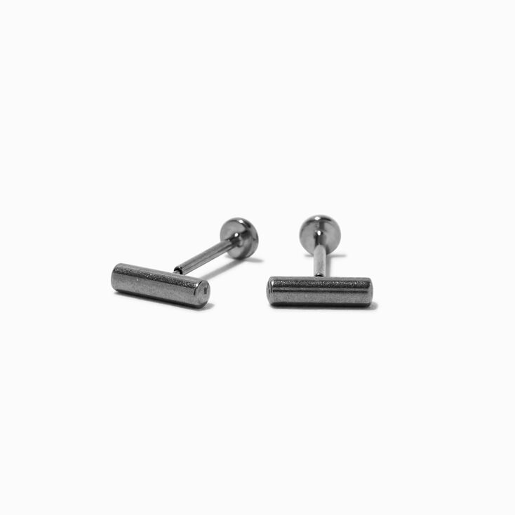 C LUXE by Claire&#39;s Silver-tone Titanium Bar Flat Back Stud Earrings,