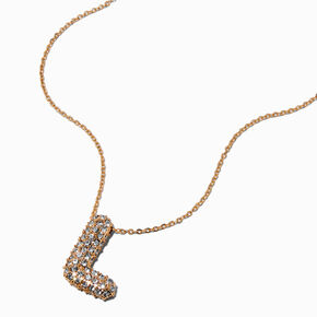 Gold-tone Pav&eacute; Bubble Initial Pendant Necklace - L,
