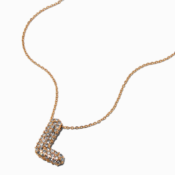 Gold-tone Pav&eacute; Bubble Initial Pendant Necklace - L,