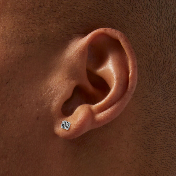 Silver Graduated Crystal Stud Earrings - 9 Pack,
